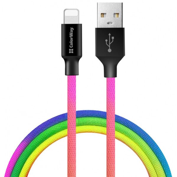 COLORWAY datový kabel USB - lightning 1m Multicolor